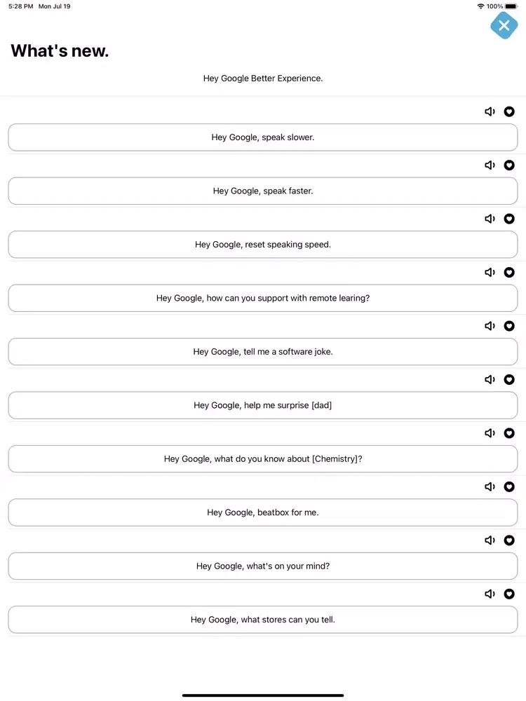 ภาพหน้าจอของ OK google home voice commands iPad 