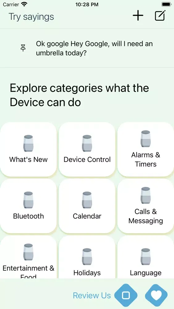 ภาพหน้าจอของ OK google home voice commands