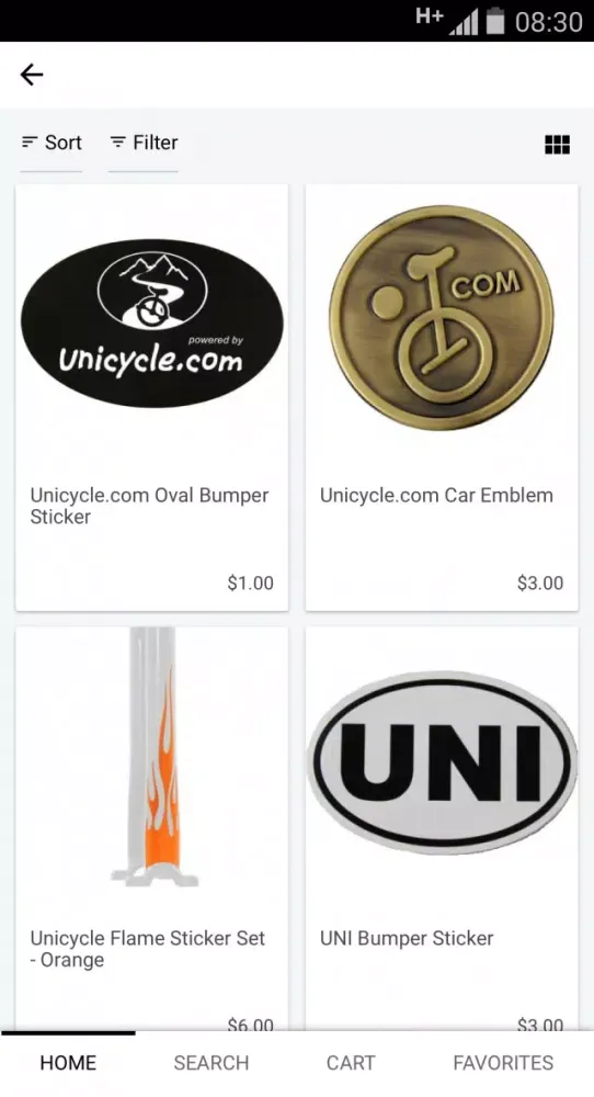 Captures d'écran de Unicycle.com USA