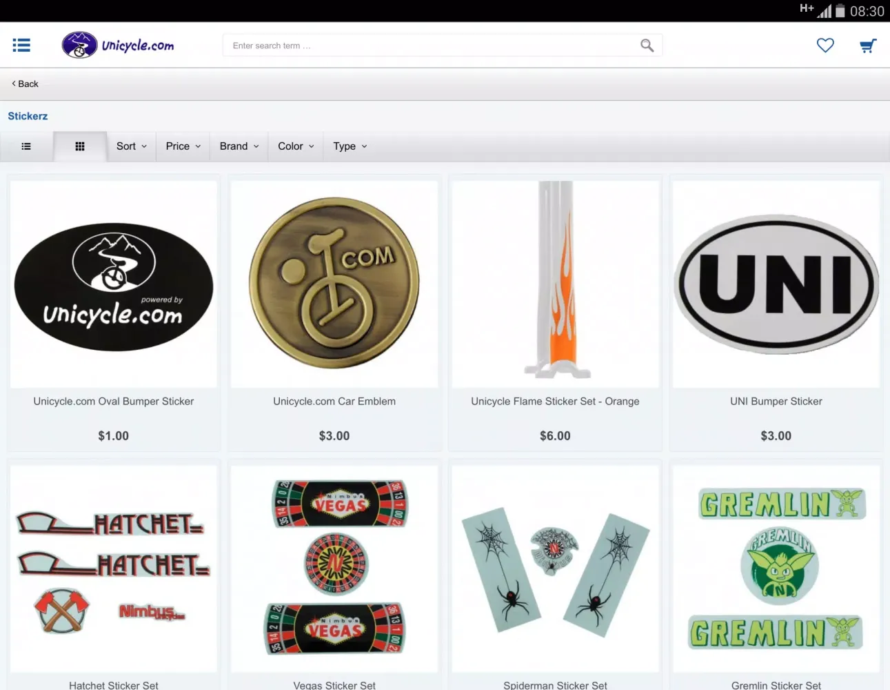 Captures d'écran de Unicycle.com USA