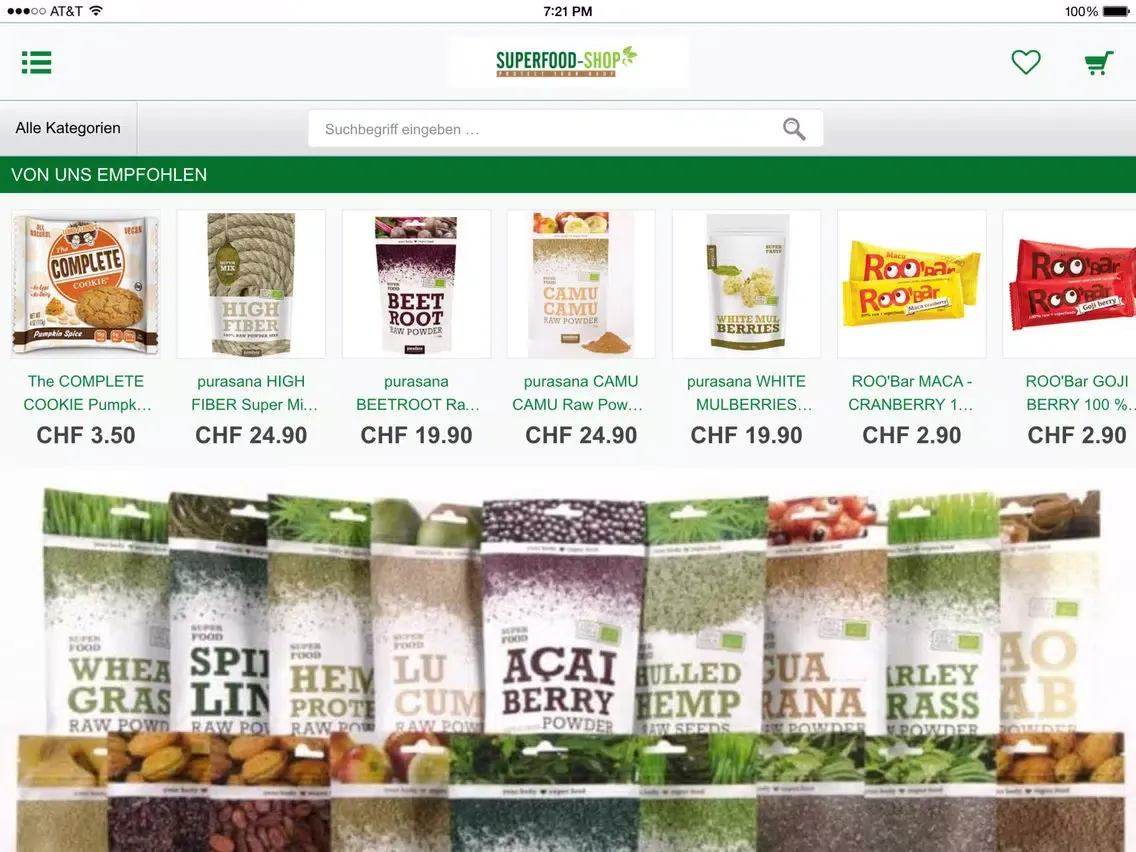 Tangkapan layar Superfood-Shop iPad 