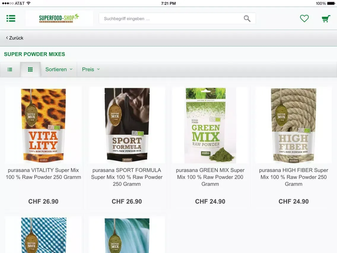 Tangkapan layar Superfood-Shop iPad 