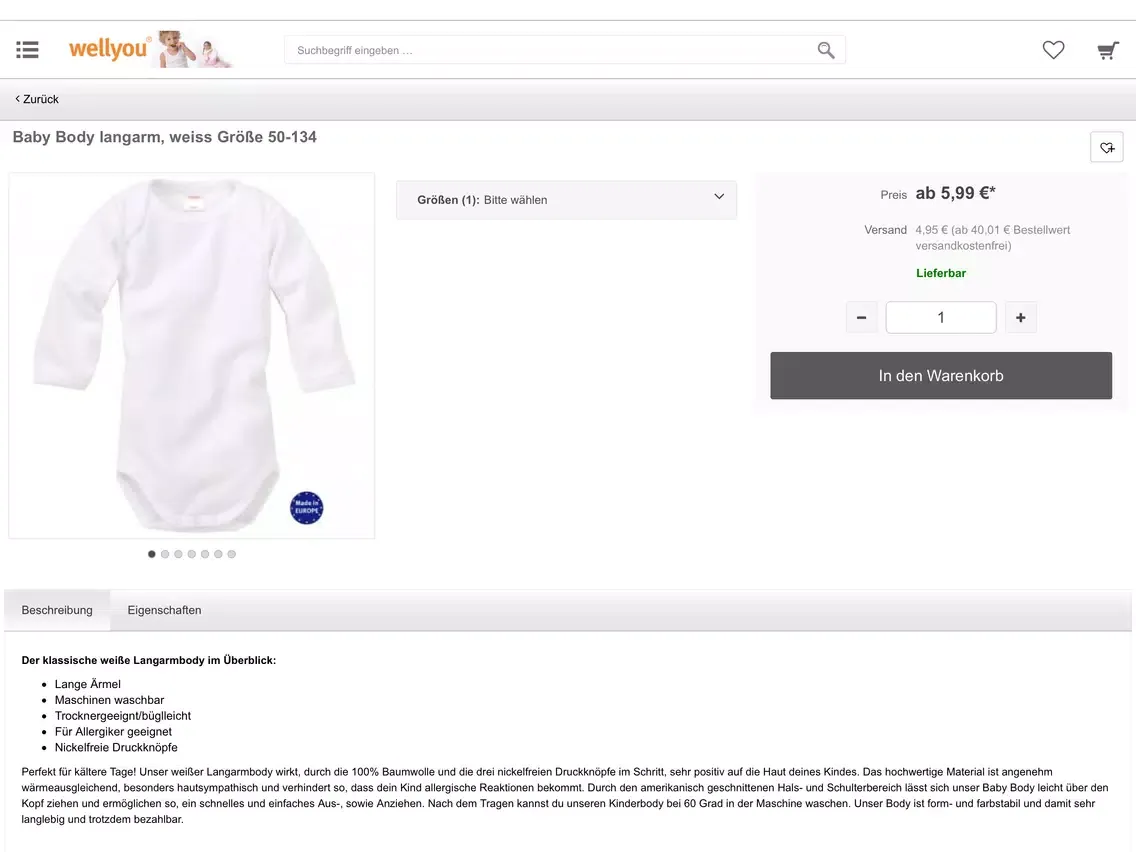 Скриншоты wellyou-shop.de iPad 