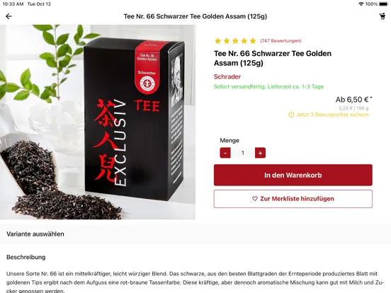 Schrader Genussversand iPad  Ekran Görüntüleri