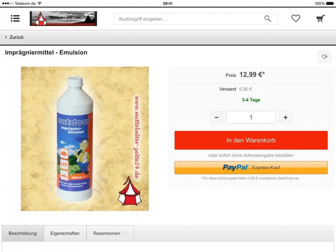 Zrzuty ekranu Mittelalter-Zelte24 iPad 
