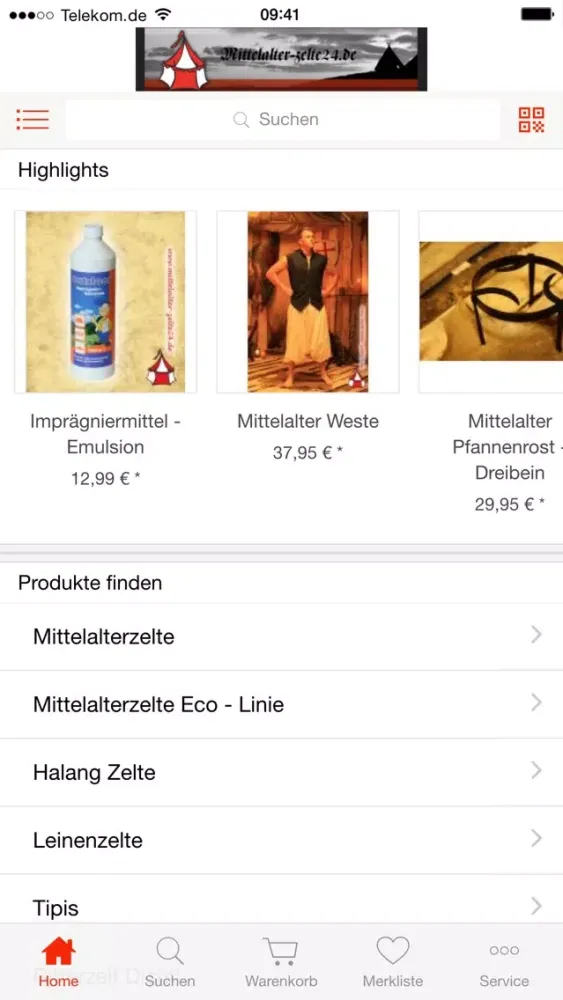 Zrzuty ekranu Mittelalter-Zelte24