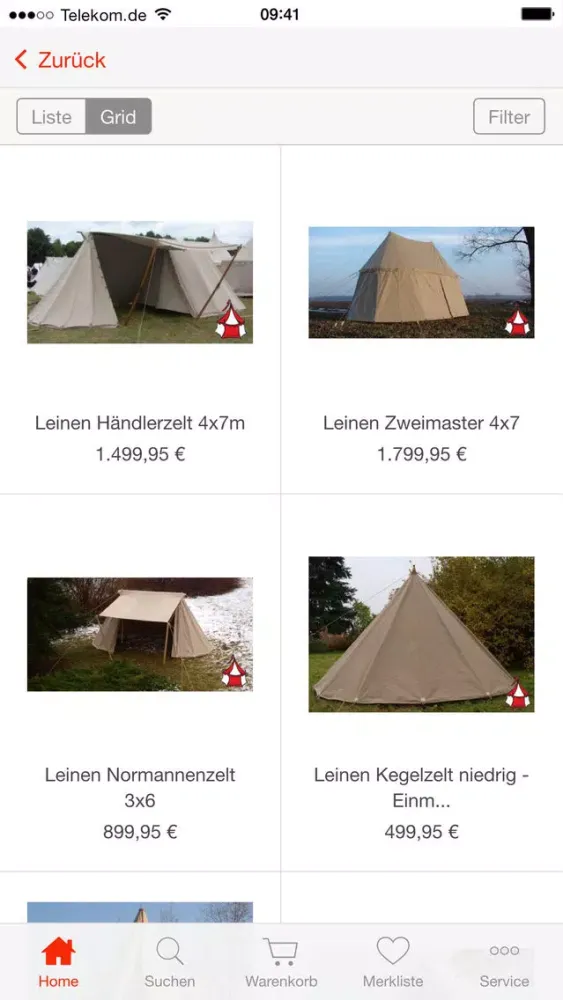 Zrzuty ekranu Mittelalter-Zelte24