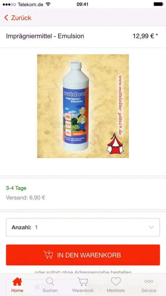 Zrzuty ekranu Mittelalter-Zelte24