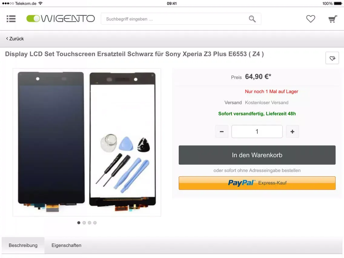Ảnh chụp màn hình của Wigento Gadgets and More iPad 