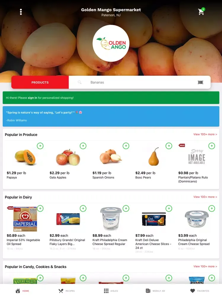 Ảnh chụp màn hình của Golden Mango Supermarket iPad 