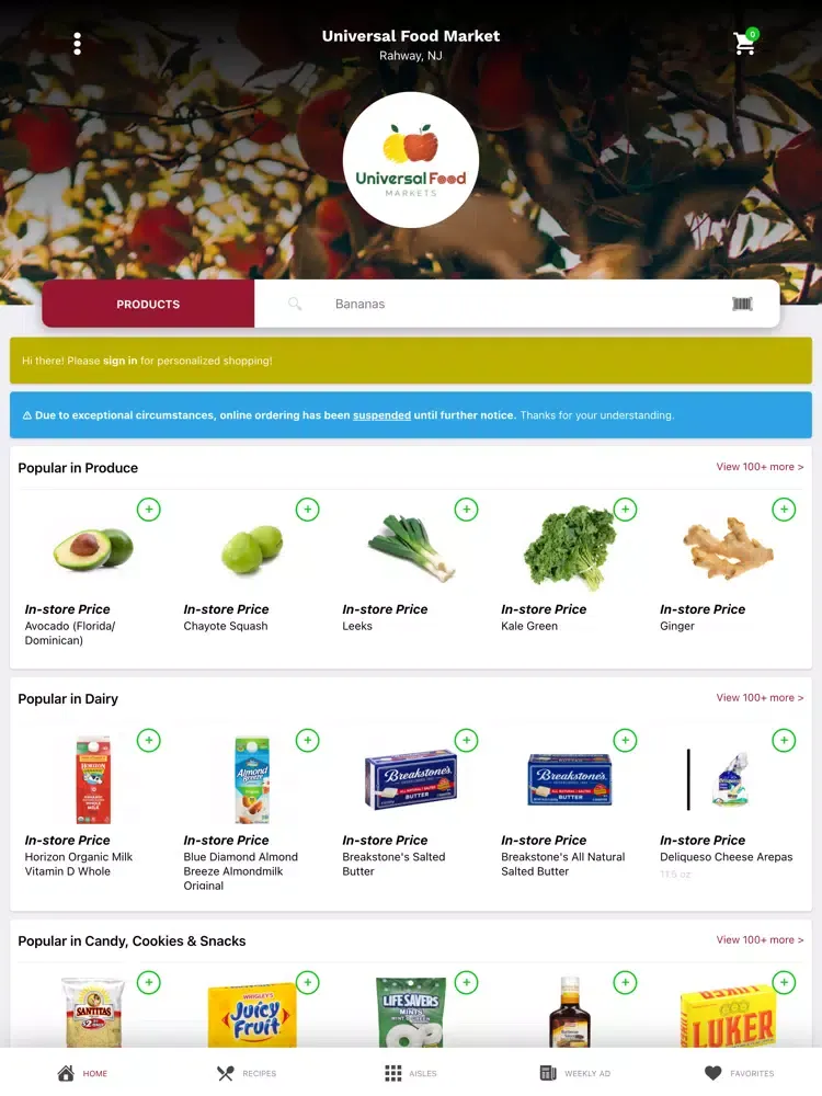 Universal Food Market Rahway iPad  Screenshots