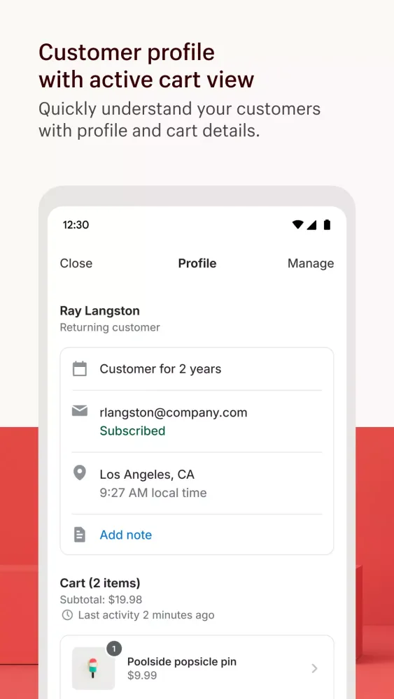 Captures d'écran de Shopify Inbox