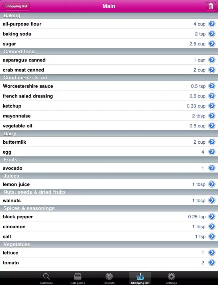 Tangkapan layar Recipe Organizer Shop'NCook Lite iPad 
