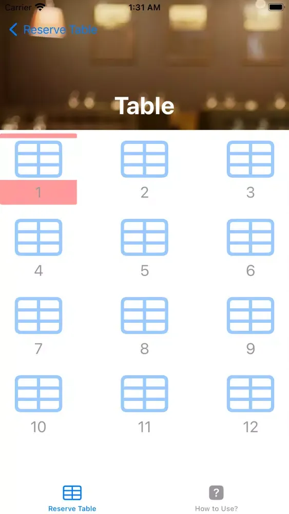 Reserve Table Screenshots