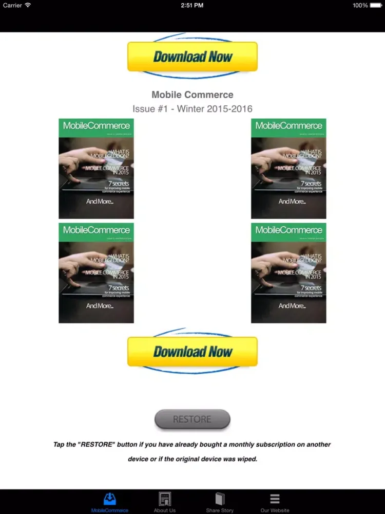 Скриншоты Mobile Commerce iPad 