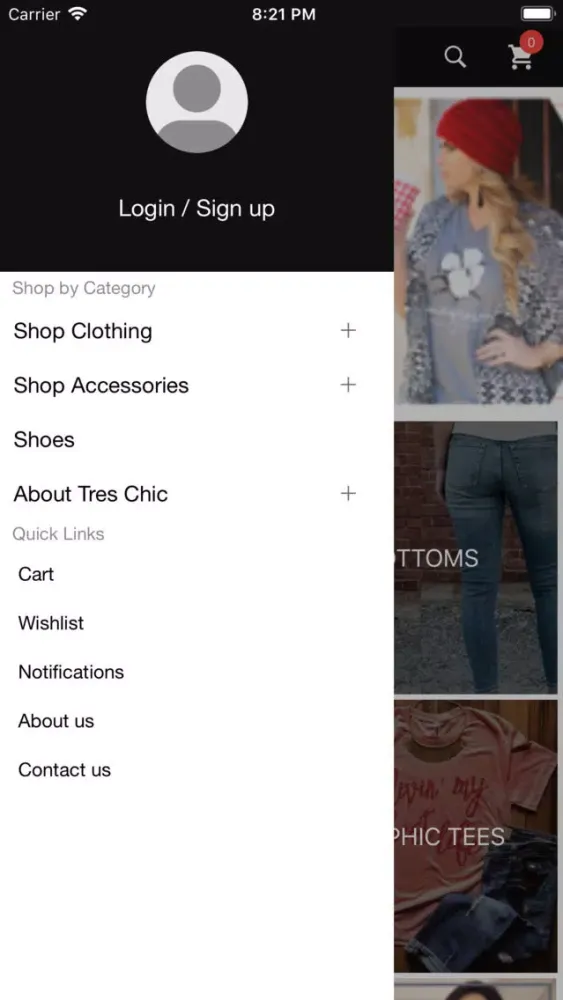 Ảnh chụp màn hình của Shop Tres Chic