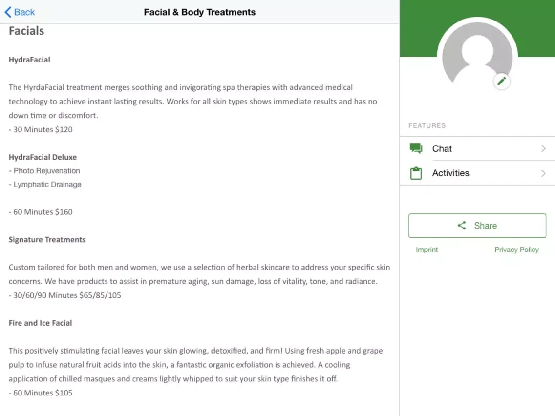 Urban Oasis Spa iPad  Ekran Görüntüleri