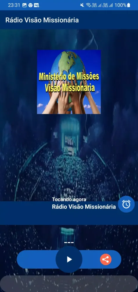 Capturas de tela do Rádio Visão Missionária
