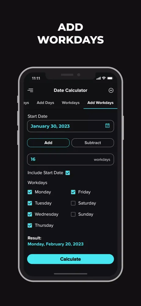 Tangkapan skrin Date & Time Calculator
