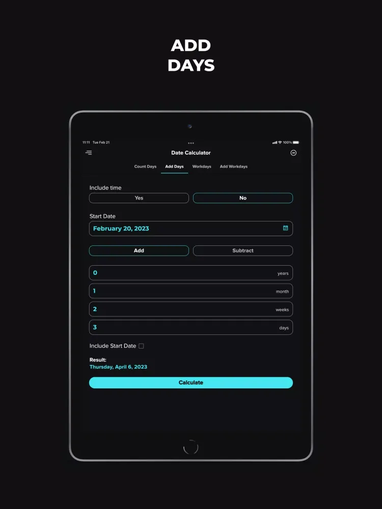 Tangkapan skrin Date & Time Calculator