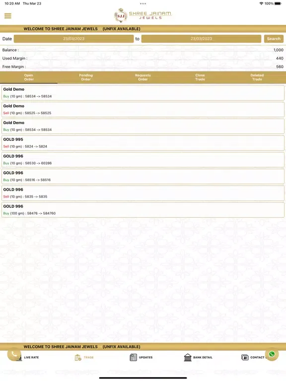 Ảnh chụp màn hình của Shree Jainam Jewels iPad 