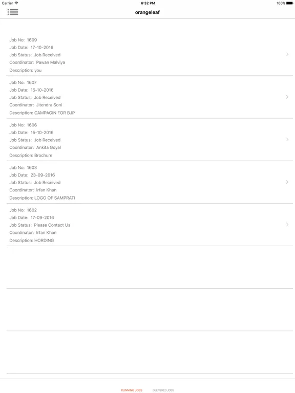 Capturas de tela do orangeleaf iPad 