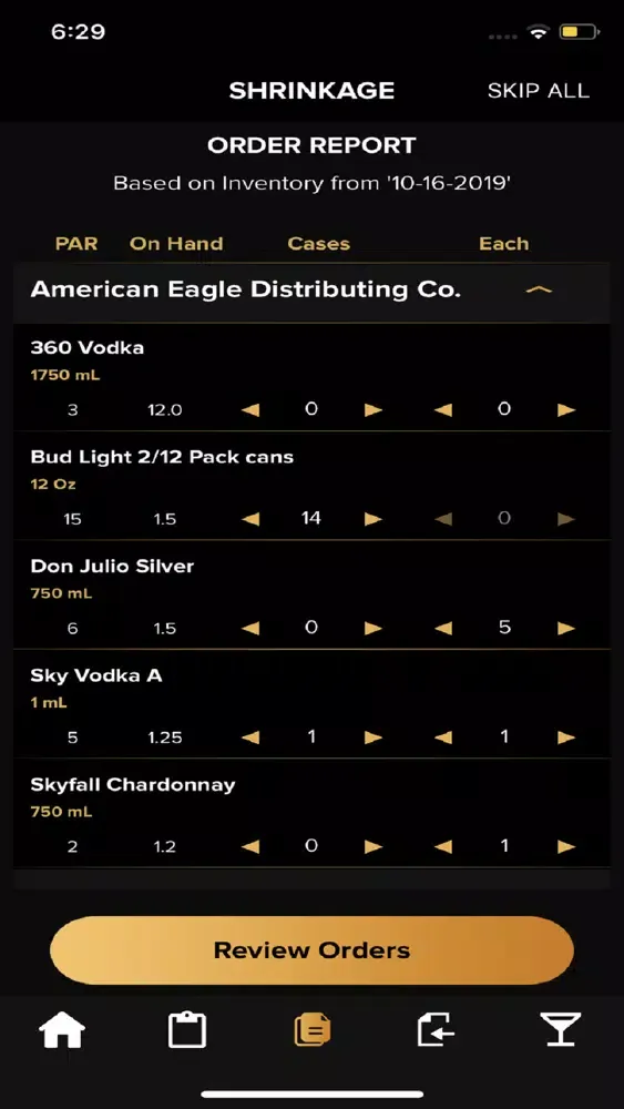 Shrinkage - Bar Inventory Screenshots