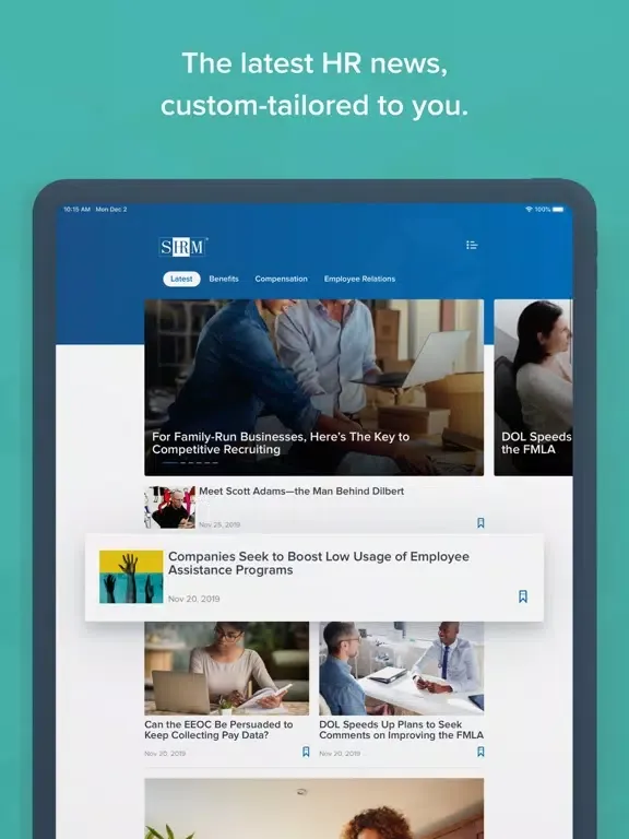 Ảnh chụp màn hình của SHRM - HR News and Alerts iPad 