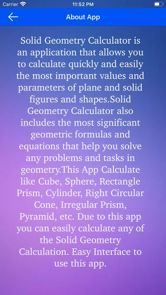 Solid Geometry Calculator Screenshots