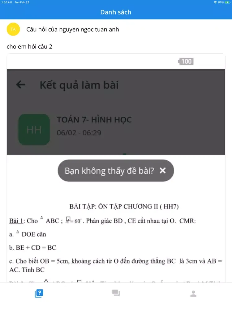 Tangkapan layar SHub Tutor iPad 