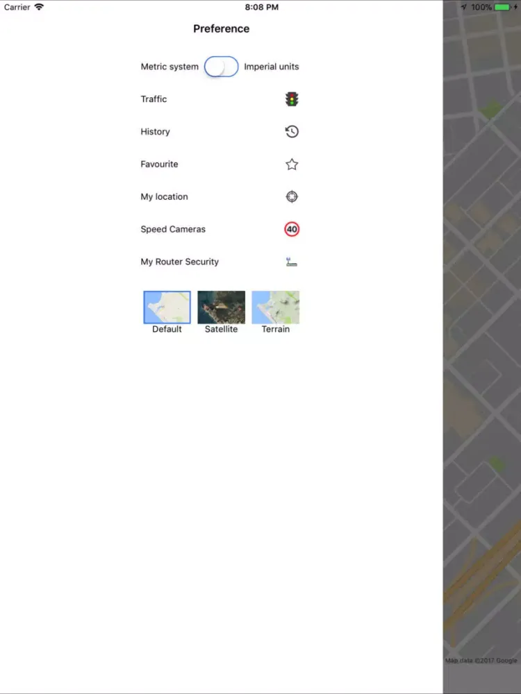 Ảnh chụp màn hình của Head-up Maps iPad 