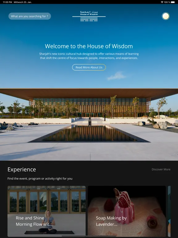 Tangkapan layar House of Wisdom iPad 