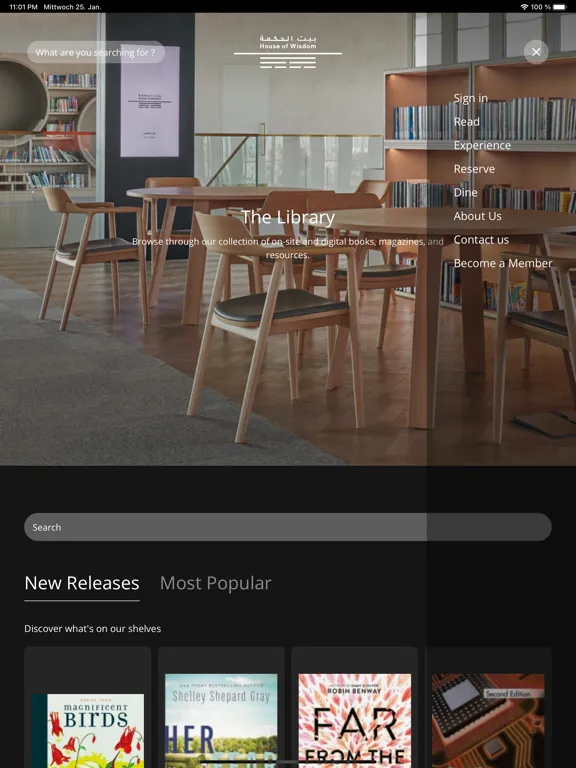 Tangkapan layar House of Wisdom iPad 