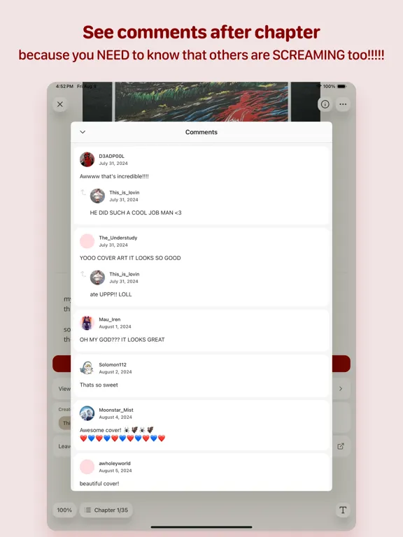 Capturas de tela do AO3 Fanfiction Reader | 3AM iPad 