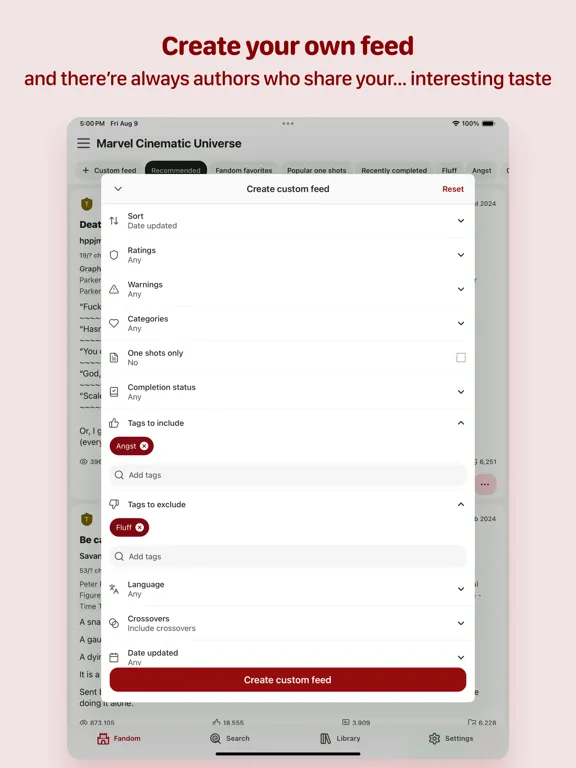 Capturas de tela do AO3 Fanfiction Reader | 3AM iPad 