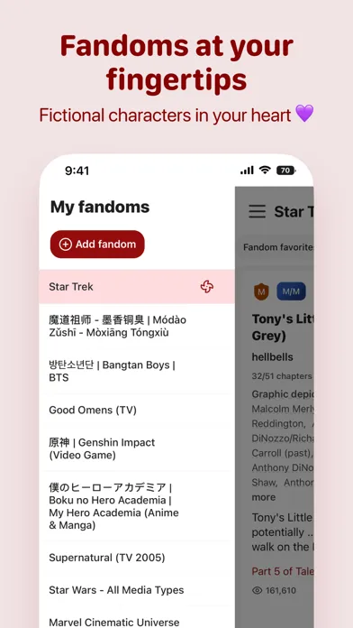 Capturas de tela do AO3 Fanfiction Reader | 3AM