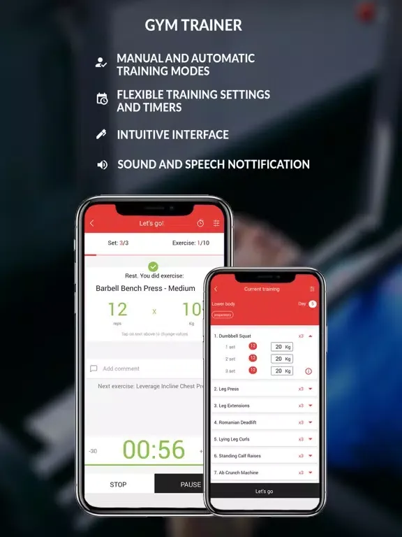 GT Gym Trainer workout log iPad  스크린샷