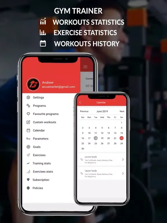 GT Gym Trainer workout log iPad  스크린샷