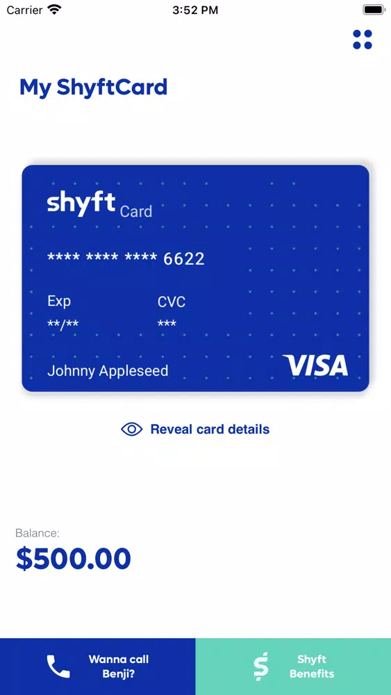 Tangkapan layar Shyft Card