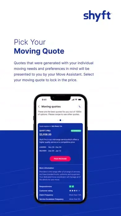 Screenshot di ShyftNext - Moving Quotes