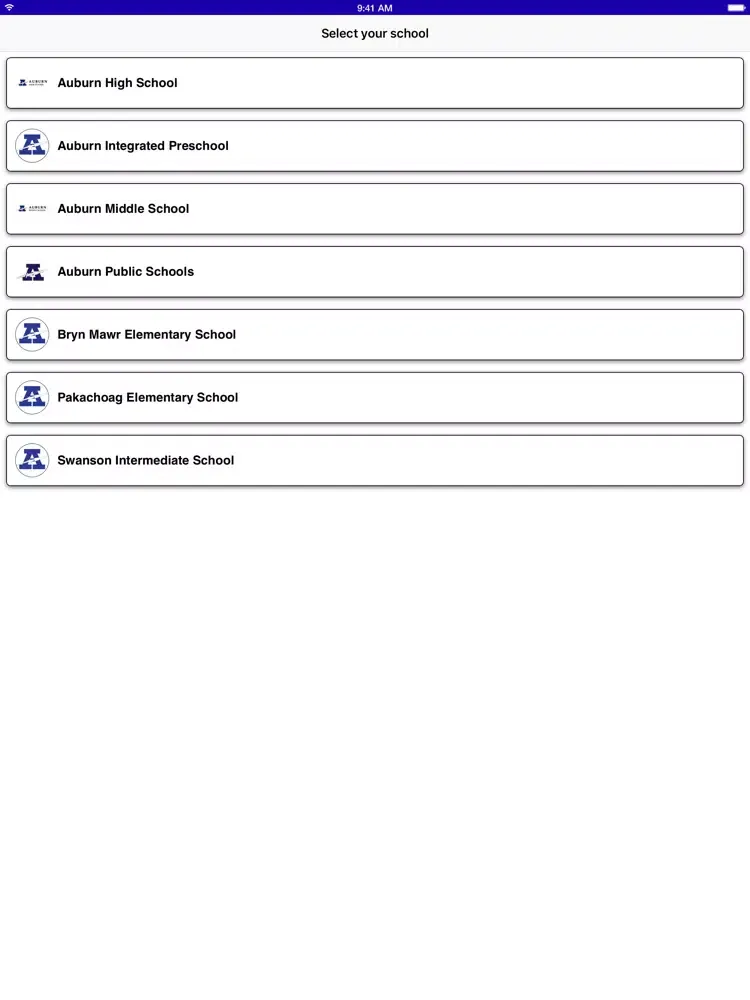 Ảnh chụp màn hình của Auburn Public Schools MA iPad 