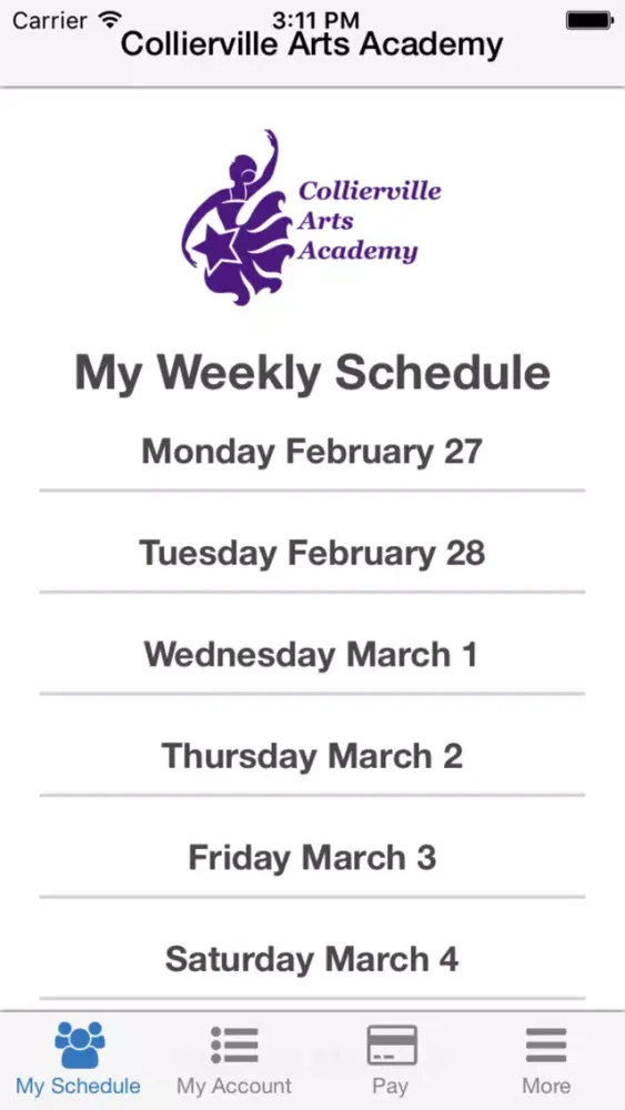 Ảnh chụp màn hình của Collierville Arts Academy