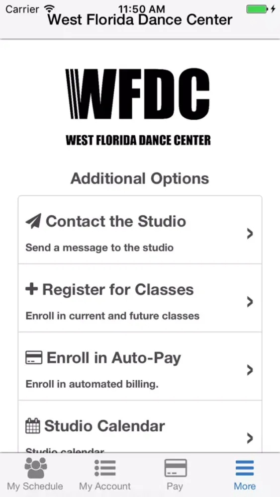 Tangkapan skrin West Florida Dance Center