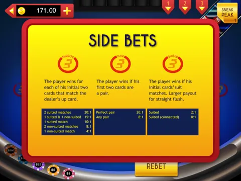 Tangkapan layar Blackjack with Side Bets & Cheats iPad 