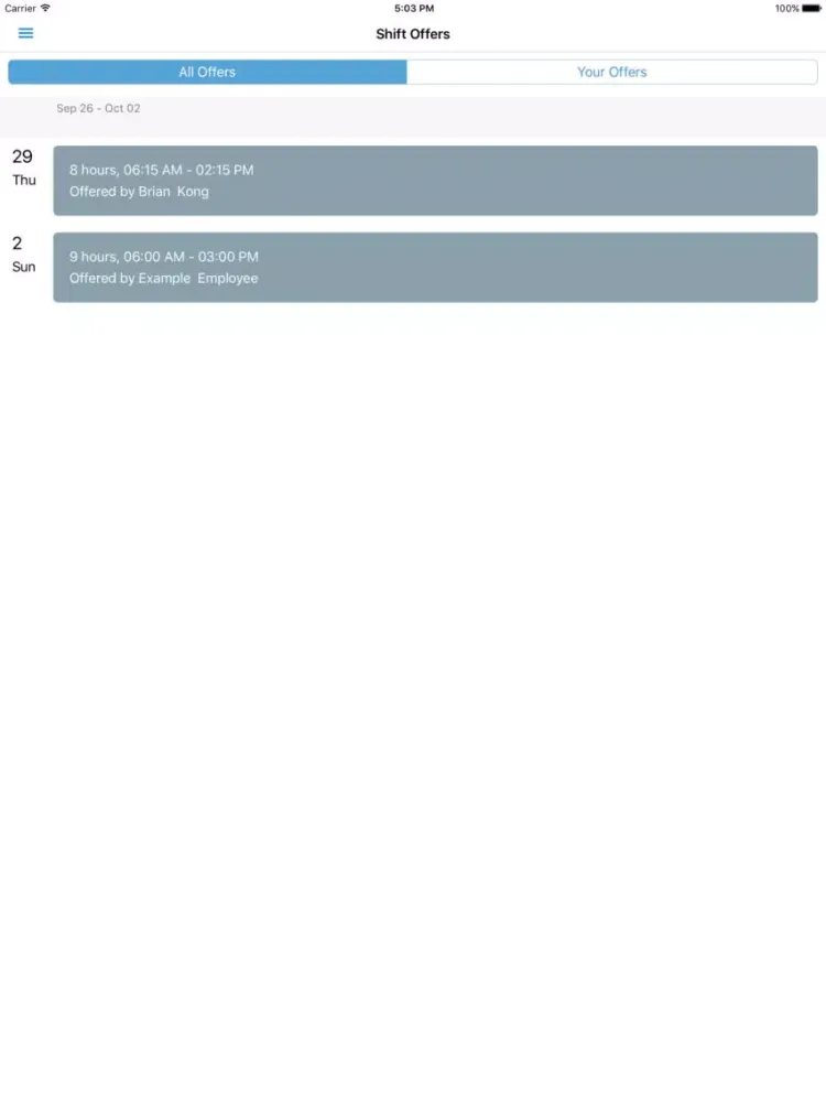 Tangkapan layar Employee Schedules by SICOM iPad 