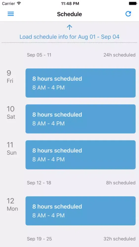 Tangkapan layar Employee Schedules by SICOM