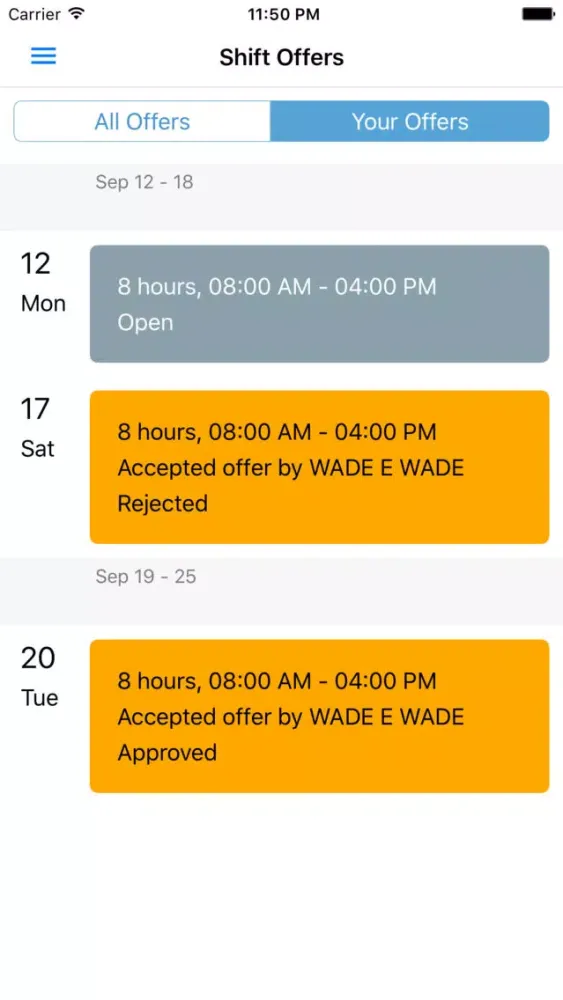 Tangkapan layar Employee Schedules by SICOM
