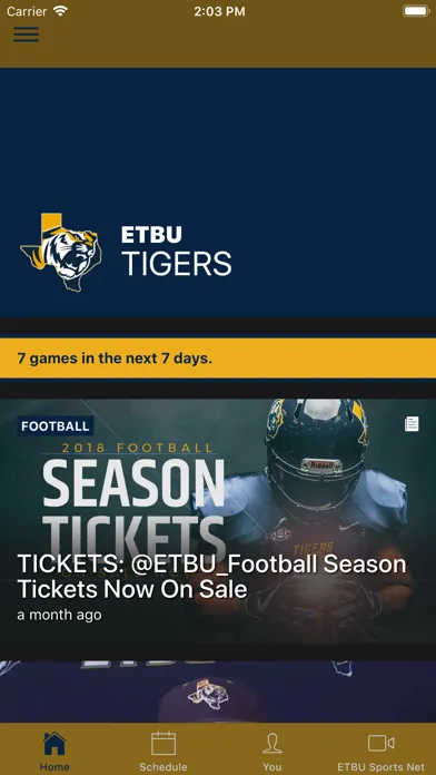 Capturas de tela do ETBU Athletics