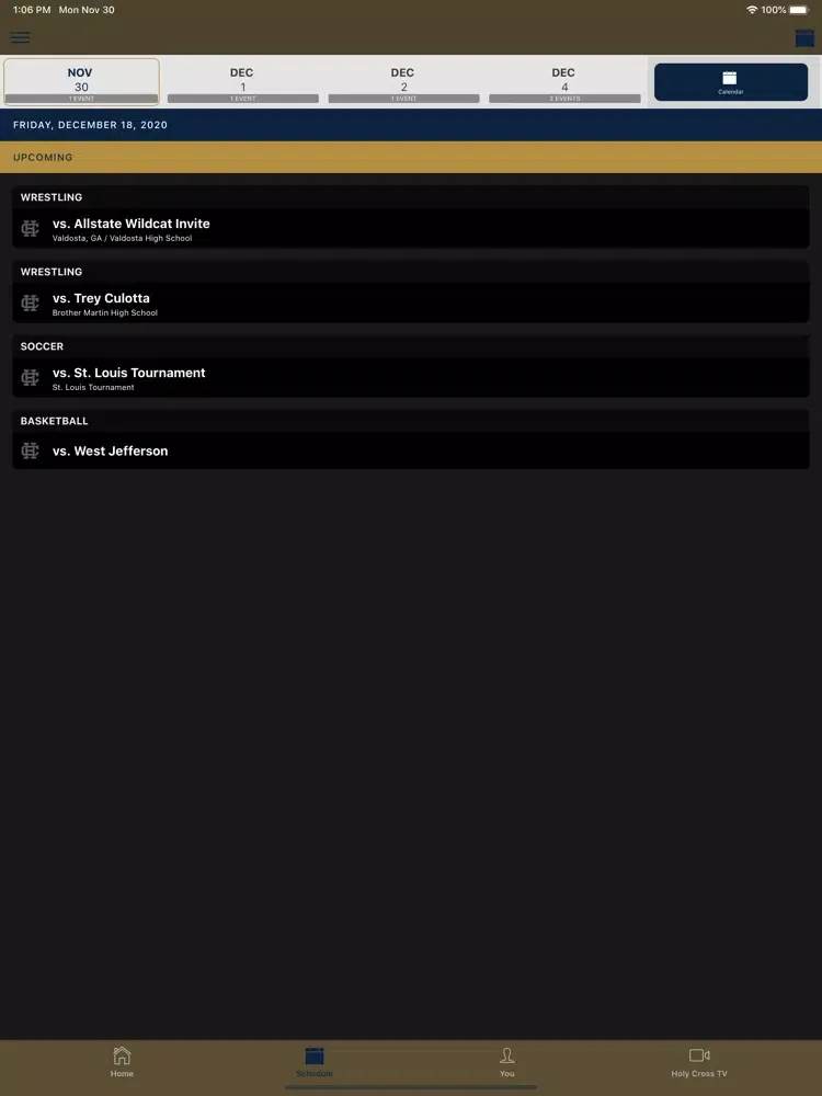 Holy Cross School Athletics iPad  Screenshots