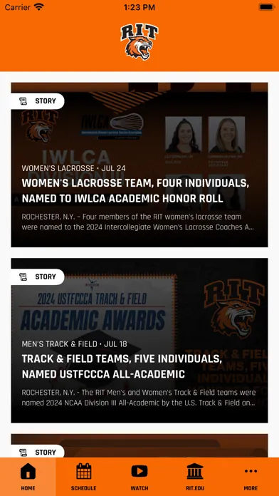 Captures d'écran de RIT Athletics